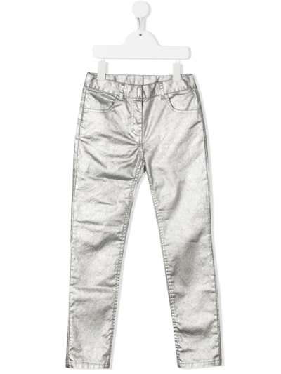 Givenchy Kids Jeans In Silver Metallic Denim In Argento
