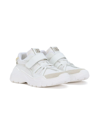 Dolce & Gabbana Kids' Mixed-material Airmaster Sneakers In White