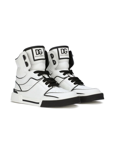 Dolce & Gabbana Kids' Portofino New Roma High-top Sneakers In White