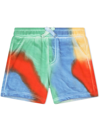 Dolce & Gabbana Jersey Jogging Shorts With Tie-dye Print In Blue