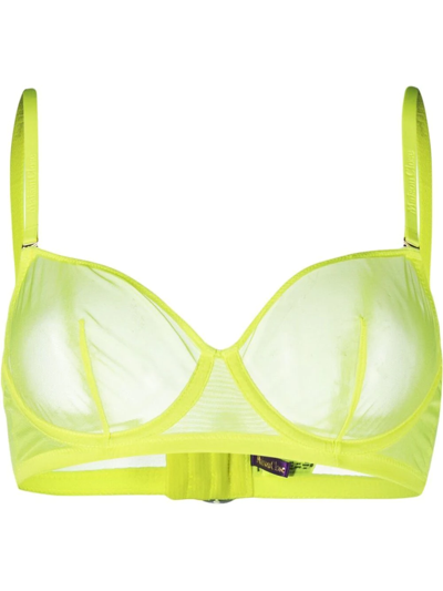 Maison Close Sheer Balconette Bra In Yellow