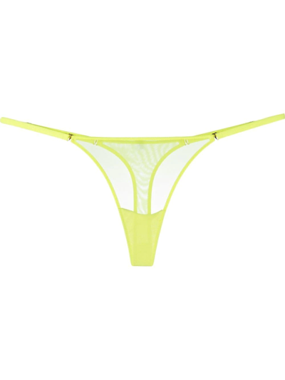 Maison Close Low-rise Sheer Thong In Yellow
