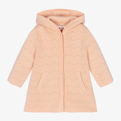 Chloé Babies' Girls Pink Knitted Hooded Cardigan