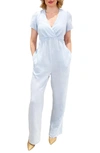 Emilia George Naomi Cotton Voile Maternity Jumpsuit In Blue