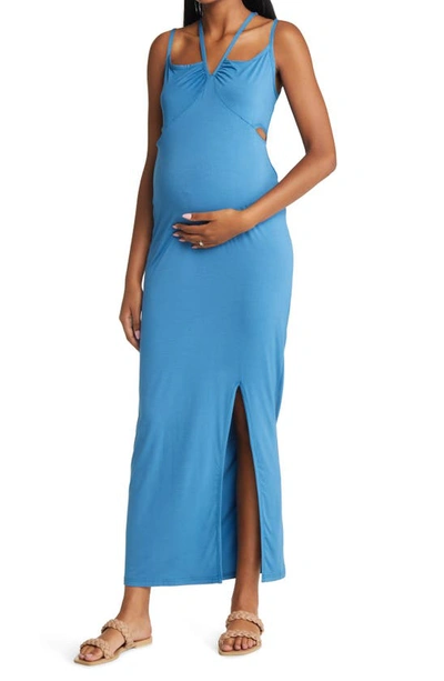 Emilia George Maternity Bella Cutout Midi Dress In Cacao Mocha