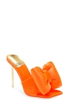 Jeffrey Campbell Bow Down Slide Sandal In Orange Satin Gold