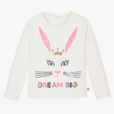 Billieblush Kids' Girls Ivory & Pink Bunny Sequin Top