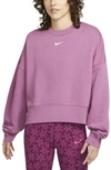 Nike Sportswear Essential Oversize Sweatshirt In Light Bordeaux/ White