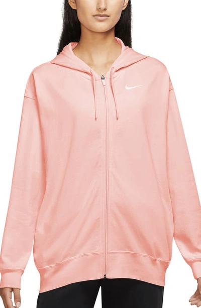 Nike Front Zip Logo Hoodie In Atmosphere/ White