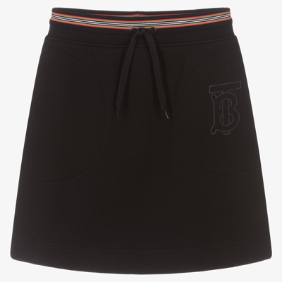 Burberry Kids' Cotton Sweat Mini Skirt W/ Icon Stripe In Чёрный
