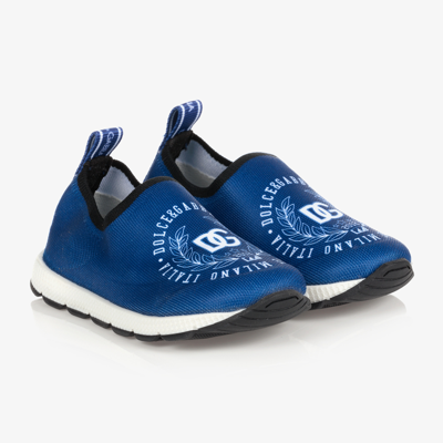 Dolce & Gabbana Blue Logo Slip-on Baby Trainers