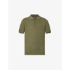 Oscar Jacobson Otto Zip-fastening Cotton-knit Polo Shirt In Green Cervo