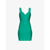 Herve Leger Icon Sweetheart-neckline Stretch-woven Mini Dress In Green Opal