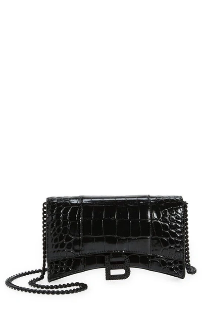 Balenciaga Black Coco-print Hourglass Chain Wallet