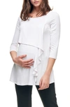 Maternal America Cascade Ruffle Front Maternity/nursing Top In Ivory
