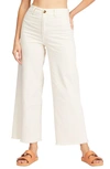 Billabong Free Fall Stretch Cotton Crop Wide Leg Pants In Antique White