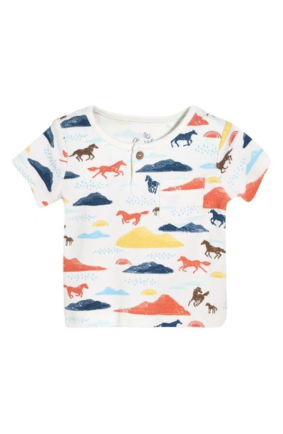 Oliver & Rain Babies' Horse Print Henley T-shirt
