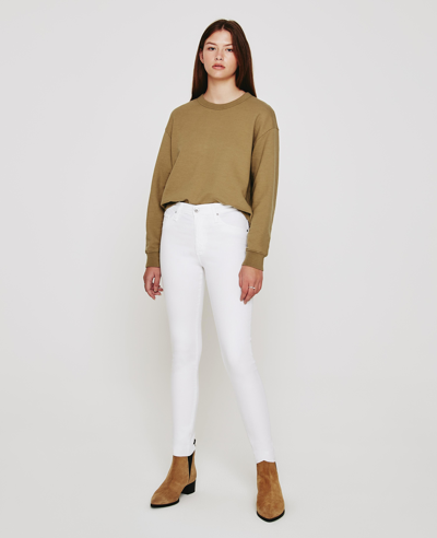 Ag The Farrah High Waist Ankle Skinny Jeans In White