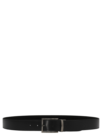 D'amico Reversible Suede Leather Belt In Black