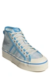 Adidas Originals Nizza Mid Top Platform Sneaker In Almost Blue/ Pantone/ White