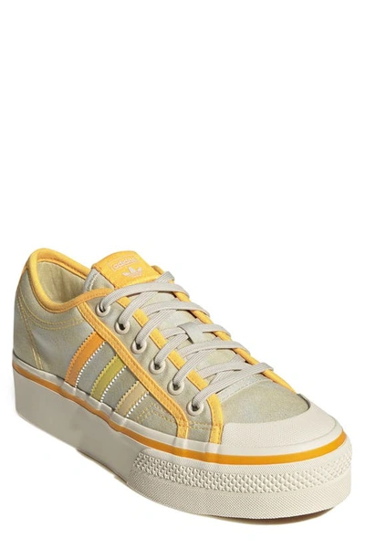 Adidas Originals Nizza Platform Sneaker In Almost Yellow/ Orange/ White