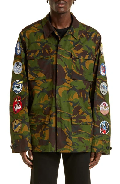 Off-white Green Camou Patch Field Jacket In 5601 Army Green White