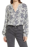 Treasure & Bond Floral Long Sleeve Peasant Blouse In Ivory Bali Floral