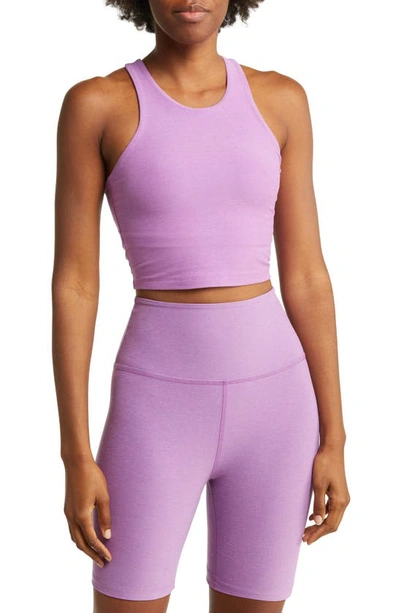 Beyond Yoga Focus Crop Racerback Performance Tank In Bright Iris Heather