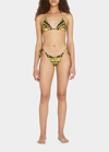 Versace Printed Triangle Halterneck Bikini Top In Gold Print
