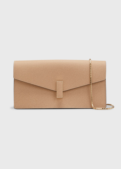 Valextra Envelope Flap Leather Clutch Bag In Mbc Beige Cach