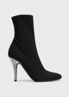 GIUSEPPE ZANOTTI COTTON CRYSTAL-HEEL ANKLE BOOTIES