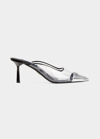 PRADA MODELLERIE CLEAR METALLIC MULES