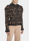 Ulla Johnson Brigitte Lace-trimmed Paisley-print Cotton Blouse In Minuit