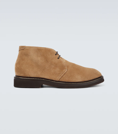 Brunello Cucinelli Men's Suede Flex Sole Chukka Boots In Chestnut