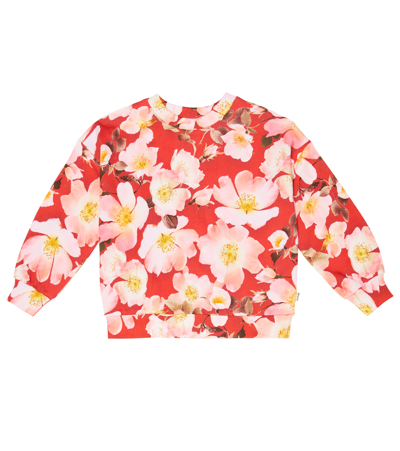 Molo Kids' Mika Floral Cotton Sweatshirt In Red