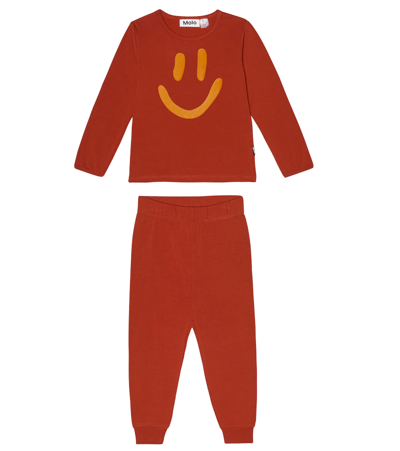 Molo Kids' Luve Printed Cotton-blend Pajamas In Brown