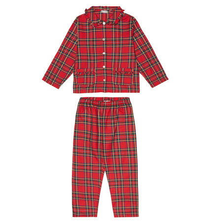 Il Gufo Kids' Checked Pajamas In Berry Red