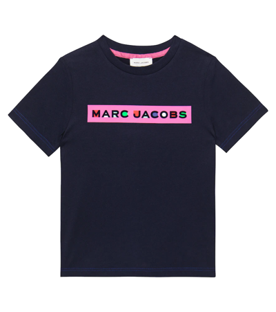 Marc Jacobs Kids' Logo Cotton Jersey T-shirt In Marine