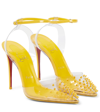CHRISTIAN LOUBOUTIN SPIKOO 100 PVC AND LEATHER PUMPS
