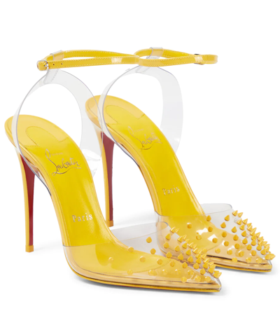 Christian Louboutin Spikoo 100 Pvc And Leather Pumps In Yellow