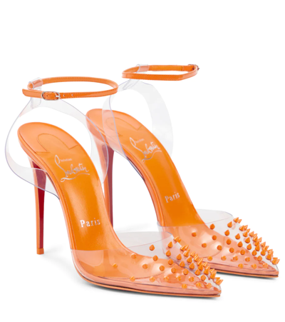 Christian Louboutin Spikoo 100 Pvc And Leather Pumps In Version Fluo Orange