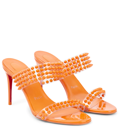 Christian Louboutin Spike Only 85 Pvc And Leather Sandals In Papaya