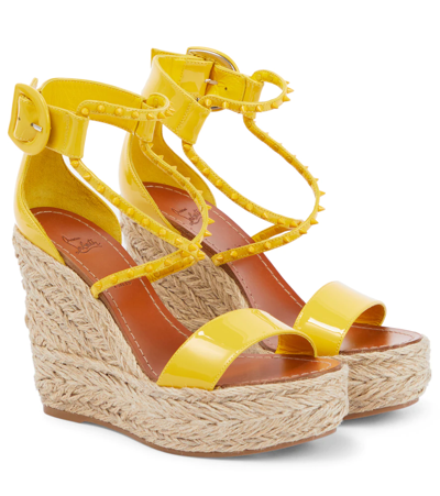 Christian Louboutin Chocazeppa Spikes 120 Espadrille Wedges In Sol