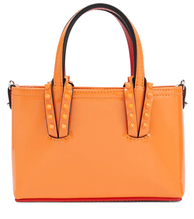 Christian Louboutin Cabata Nano Patent Leather Tote Bag In Papaya