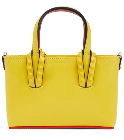 Christian Louboutin Cabata Nano Patent Leather Tote Bag In Yellow