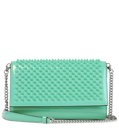 Christian Louboutin Paloma Small Embellished Leather Clutch In Detox/detox