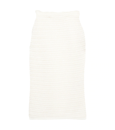 Dorothee Schumacher Modern Textures Crochet Pencil Skirt In Off White