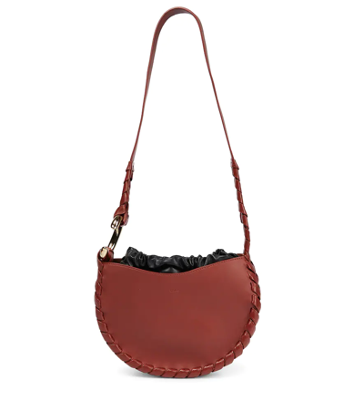 Chloé Mate Small Whipstitched Leather Shoulder Bag In Sepia Brown