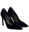 Tom Ford 105mm T Screw Velvet Pumps In Ink Blue