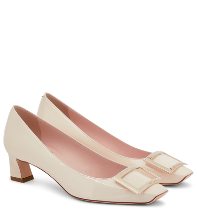 Roger Vivier Trompette Patent Leather Pumps In White